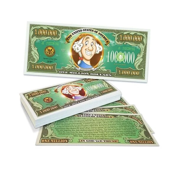 Living Waters Kids Million Dollar Bill Gospel Tract pack of 100 - Picture 3 of 3